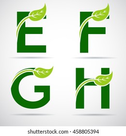 Vector Green Alphabet Set Eco Letters Stock Vector (Royalty Free ...