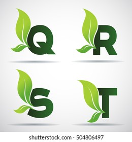 Vector Green Alphabet Set Eco Letters Stock Vector (Royalty Free ...