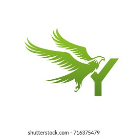 Vector Green American Eagle Letter Y Logo