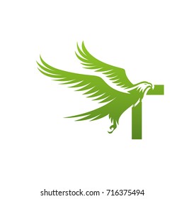 Vector Green American Eagle Letter T Logo