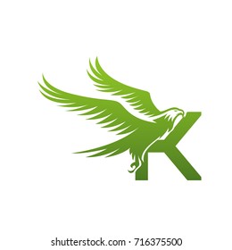 Vector Green American Eagle Letter K Logo
