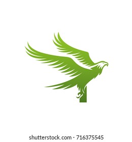 Vector Green American Eagle Letter I Logo