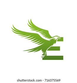 Vector Green American Eagle Letter E Logo