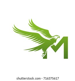 Vector Green American Eagle Letter M Logo