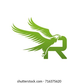 Vector Green American Eagle Letter R Logo