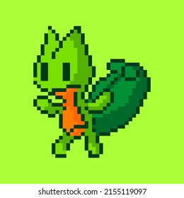 vector green animal character pixel art