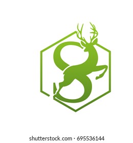 Vector Green Animal Jumping Deer Letter S Logo