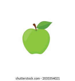 Vector green apple. Editable strokes and colors.