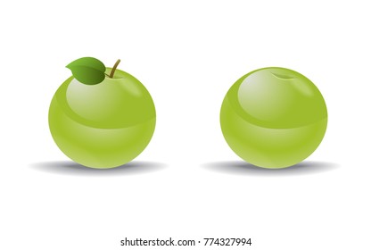 Vector green apple icon. Internet button, logo on white background