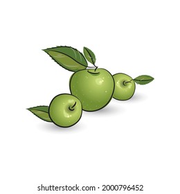 Vector green apple icon isolated