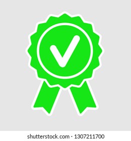 Vector green approved certified icon. Certified seal icon. Certified Medal Icon.