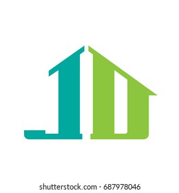 Vector Green Aqua House Letter D L Logo