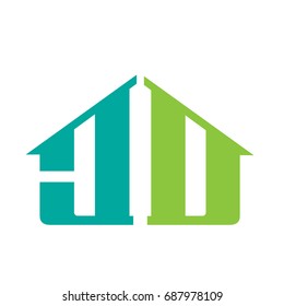 Vector Green Aqua House Letter D C Logo
