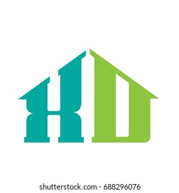 Vector Green Aqua House Letter D X Logo
