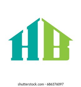 Vector Green Aqua Initial B H Realty Logo