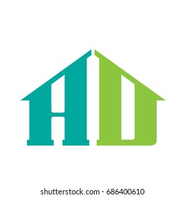 Vector Green Aqua Initial A D House Logo