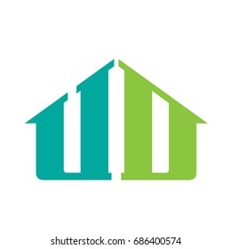 Vector Green Aqua Initial U D House Logo