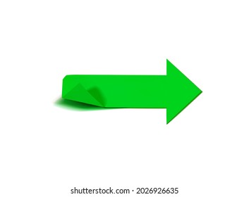 Vector Green Arrow Isolated on White Background, Paper Arrow, Colorful Illustration, Business Presentation Element.