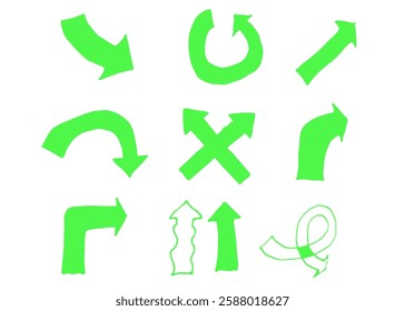 Vector green arrows drawn by hand on a white background
Pointers, arrows, icons