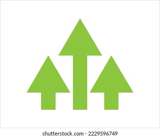  Vector green arrows up icon. Upload icon. upgrade sign. growth symbol. pointing arrow.