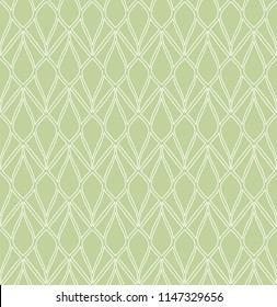 Vector Green Art Deco Style Seamless Pattern. Abstract Ornament Background.