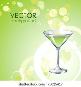 Vector green background with alcohol cocktail .