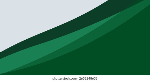 Vector green background curve element white space for text and message design, overlapping layers, vector