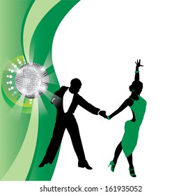 vector green background with dancing couple