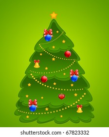 Vector green background with fir-tree