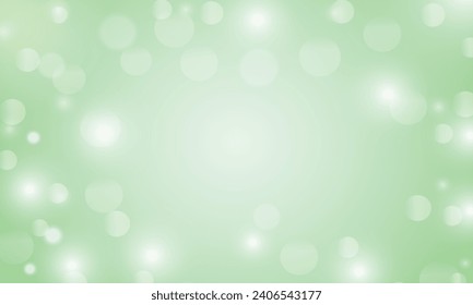 Vector green background with glowing sparkle bokeh.