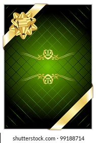 Vector green background with gold bow