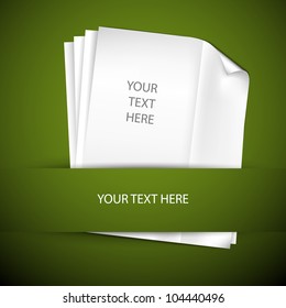 Vector de fondo verde con papeles y lugar para su contenido