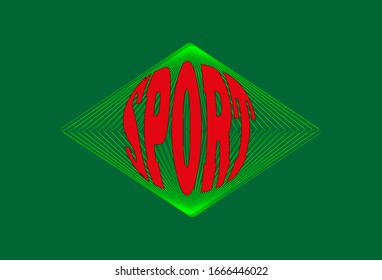 Antecedentes verdes vectoriales con inscripciones rojas. Cartel, logotipo, decoración.