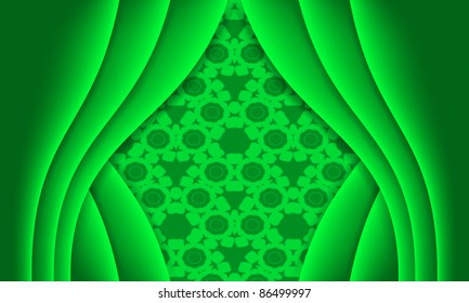 Vector green background with seamless pattern