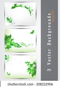 Vector green background set with leaves and space for your text (EPS10 Vector)