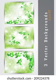 Vector green background set with leaves and space for your text (EPS10 Vector)