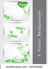 Vector green background set with leaves and space for your text (EPS10 Vector)