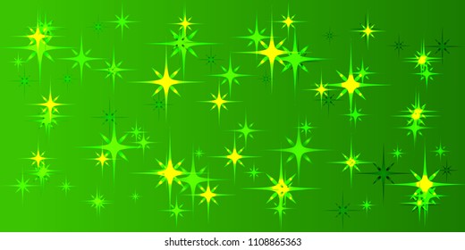 Vector green background with green stars. For paper or fabric.