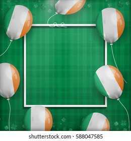 Vector green background with white frame for St. Patrick's Day.
