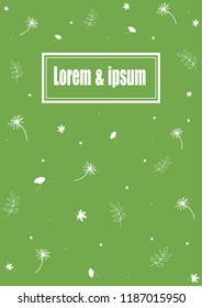 Vector green background.Maple leaf and ginkgo leaves.