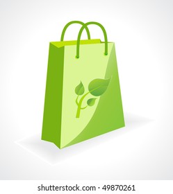 vector green bag with ecology symbol