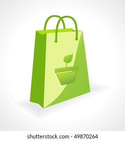bolsa verde vectorial con símbolo de ecología