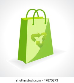 vector green bag with ecology symbol