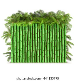 Vector Green Bamboo Fence with Palm