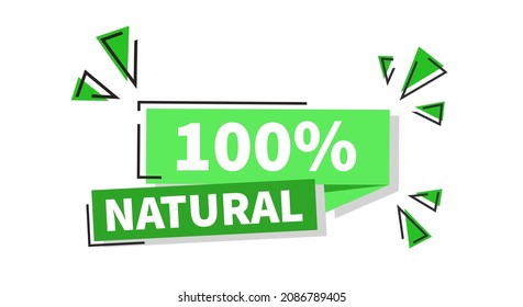 Vector Green Banner 100 Percent Natural.