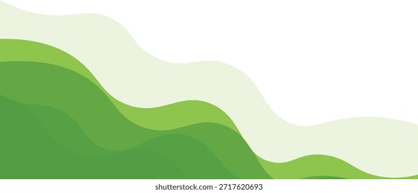 Fondo de Anuncio verde Vector. Formas fluidas y composición de líneas con Gradientes de moda. diseño moderno