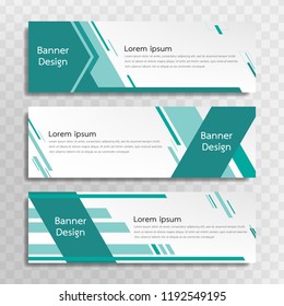 Vector green banner template design with 3 designs.