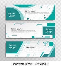 Vector green banner template design with 3 designs.