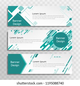 Vector green banner template design with 3 designs.