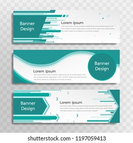 Vector green banner template design with 3 designs.
